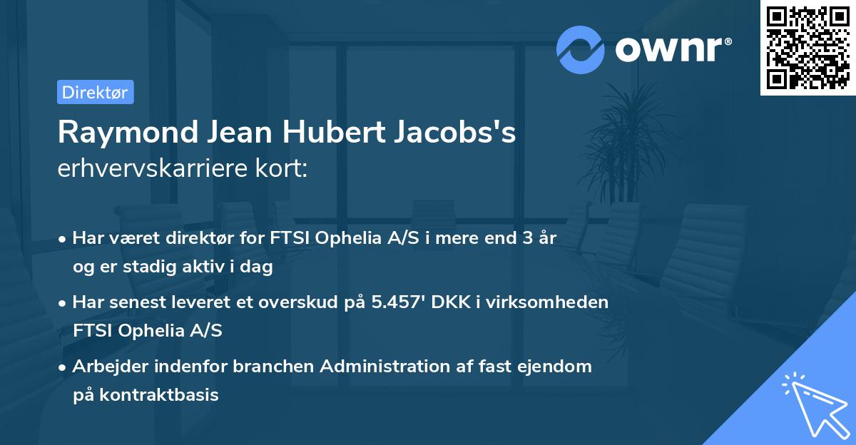 Raymond Jean Hubert Jacobs's erhvervskarriere kort