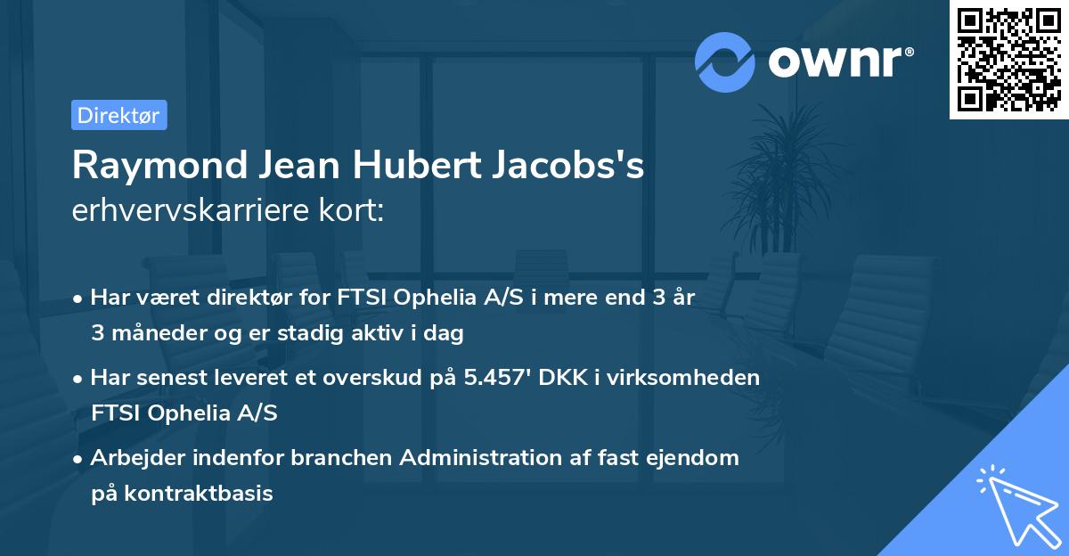 Raymond Jean Hubert Jacobs's erhvervskarriere kort