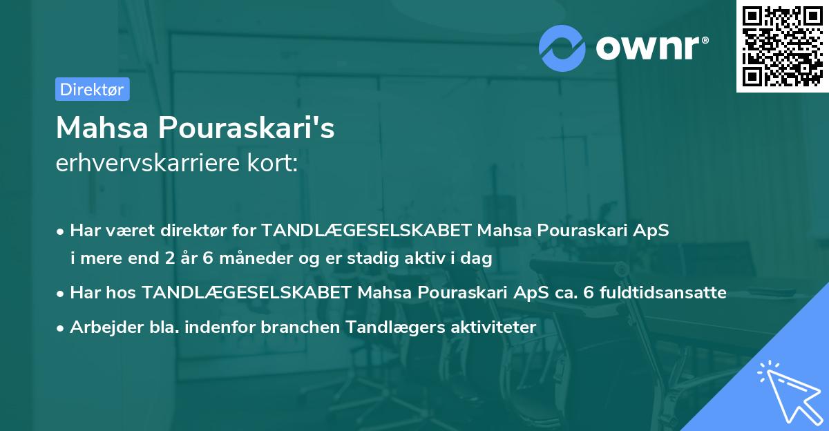 Mahsa Pouraskari's erhvervskarriere kort