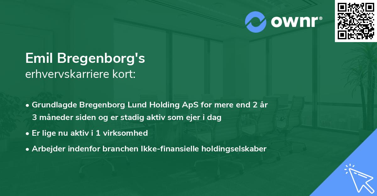 Emil Bregenborg's erhvervskarriere kort