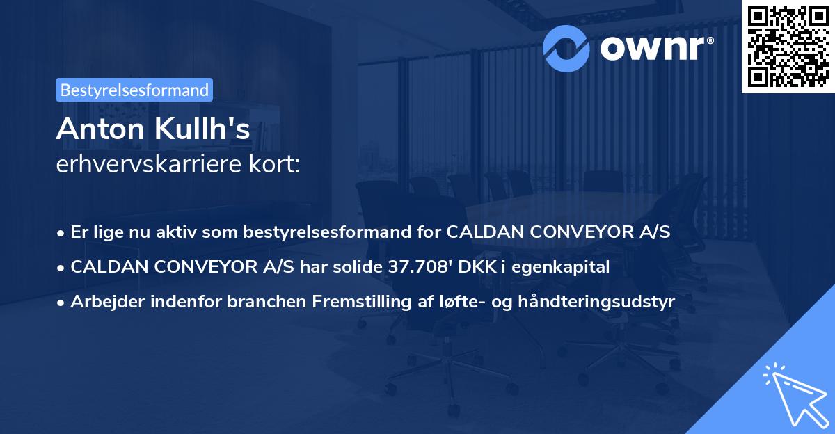 Anton Kullh's erhvervskarriere kort