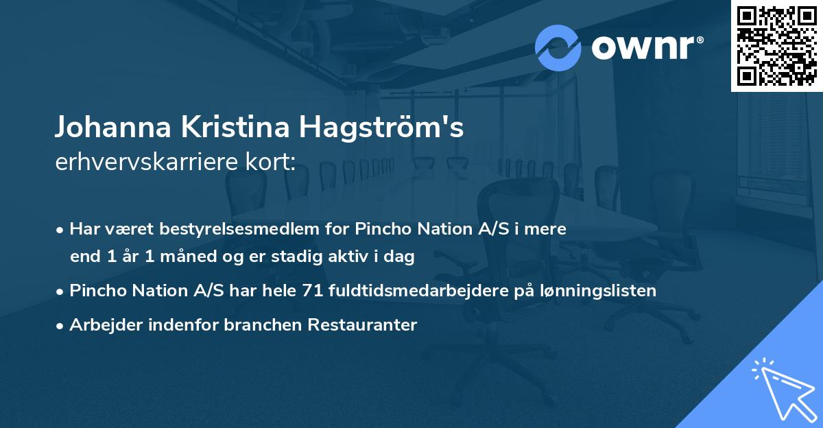 Johanna Kristina Hagström's erhvervskarriere kort