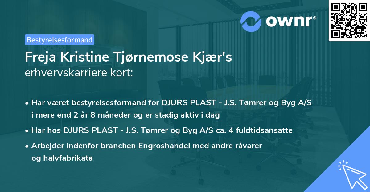 Freja Kristine Tjørnemose Kjær's erhvervskarriere kort