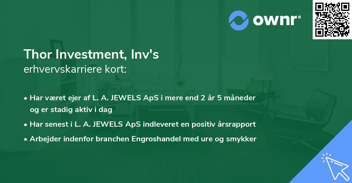 Thor Investment, Inv's erhvervskarriere kort
