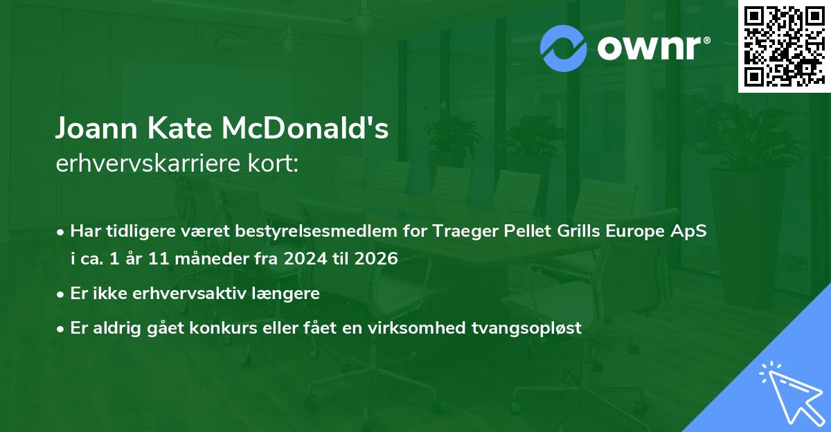Joann Kate McDonald's erhvervskarriere kort
