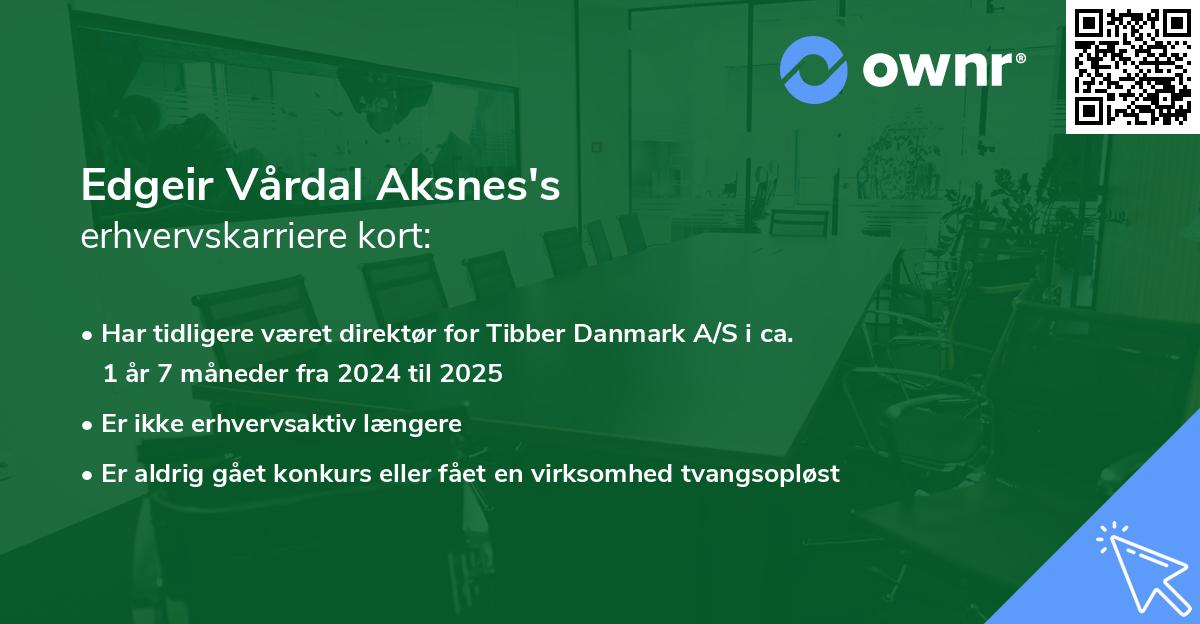 Edgeir Vårdal Aksnes's erhvervskarriere kort