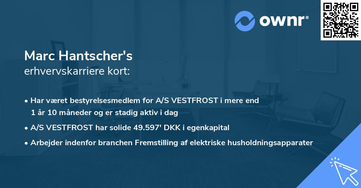 Marc Hantscher's erhvervskarriere kort