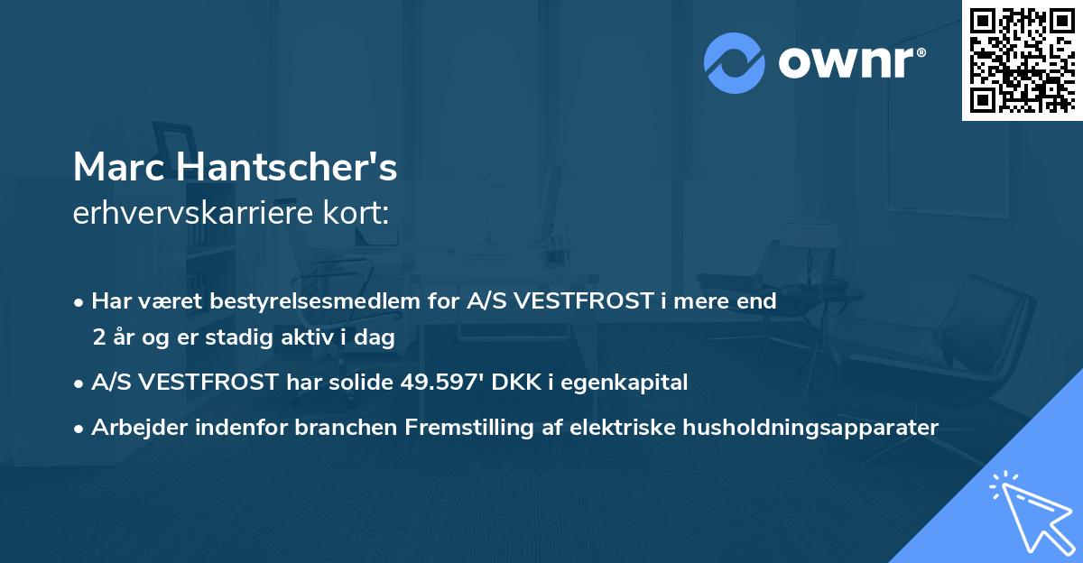 Marc Hantscher's erhvervskarriere kort