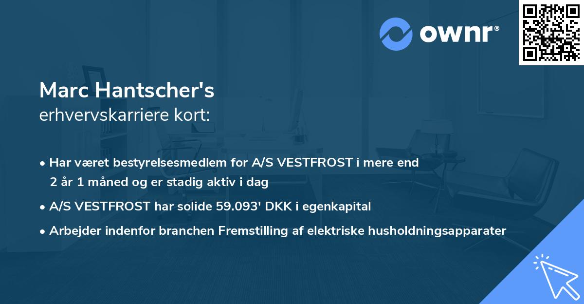 Marc Hantscher's erhvervskarriere kort