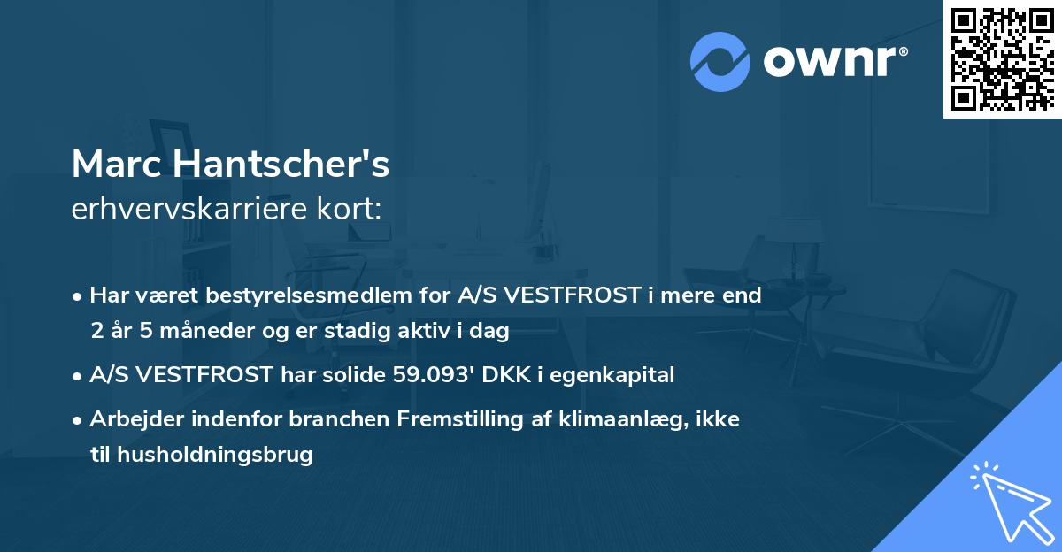 Marc Hantscher's erhvervskarriere kort