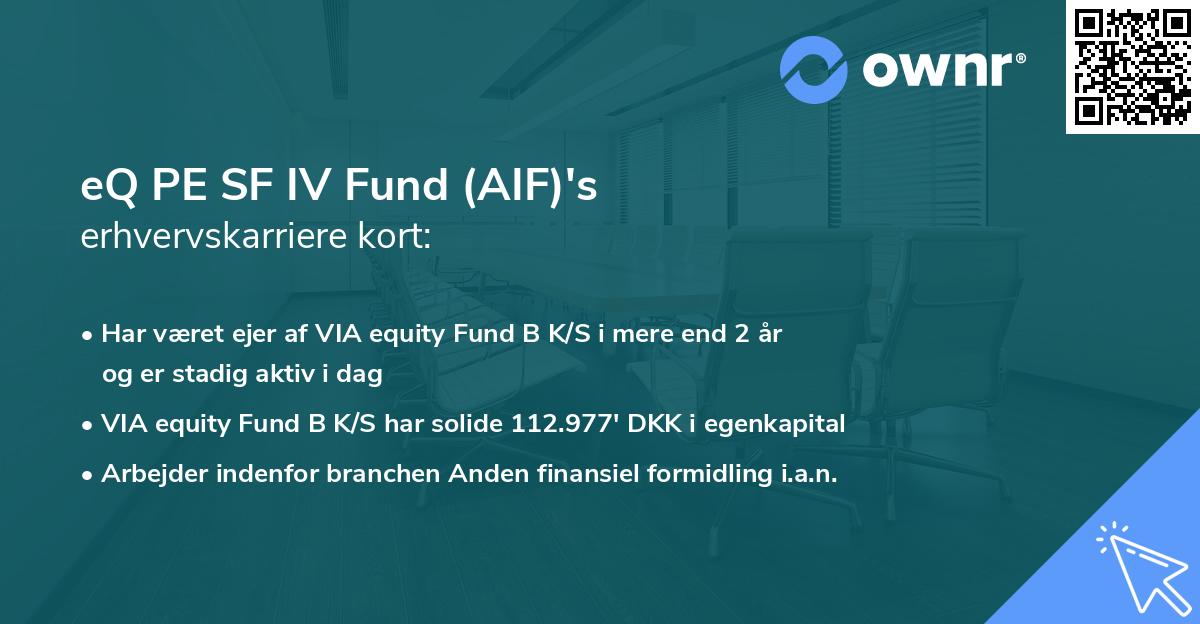 eQ PE SF IV Fund (AIF)'s erhvervskarriere kort