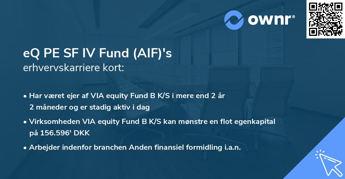 eQ PE SF IV Fund (AIF)'s erhvervskarriere kort