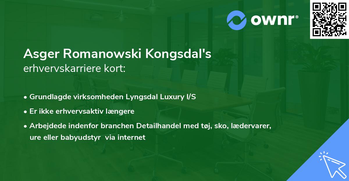 Asger Romanowski Kongsdal's erhvervskarriere kort