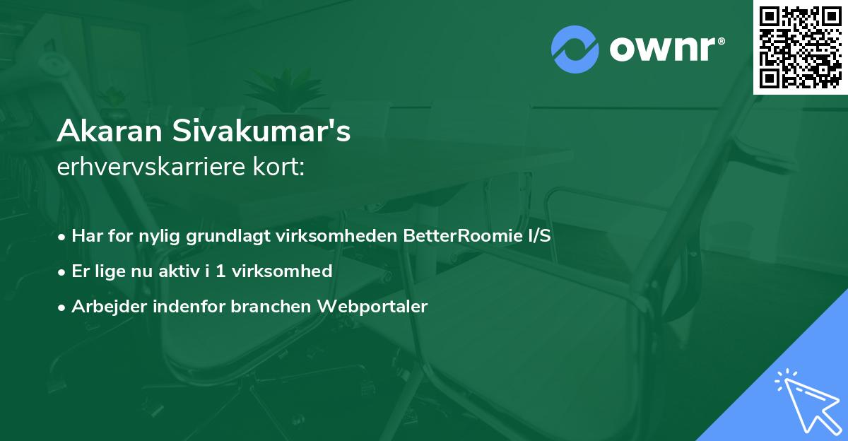 Akaran Sivakumar's erhvervskarriere kort