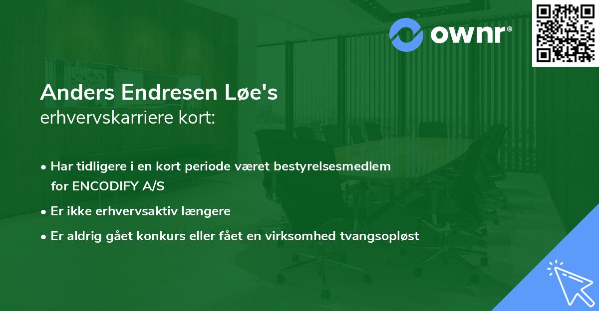 Anders Endresen Løe's erhvervskarriere kort
