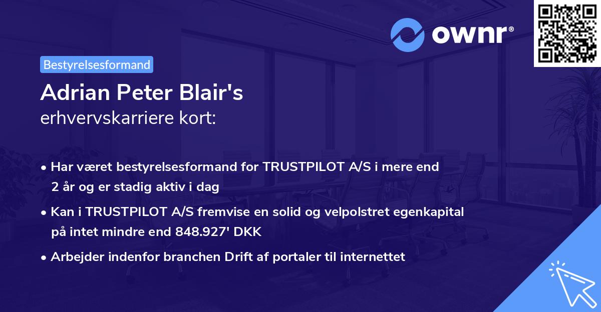 Adrian Peter Blair's erhvervskarriere kort
