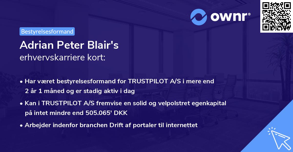 Adrian Peter Blair's erhvervskarriere kort