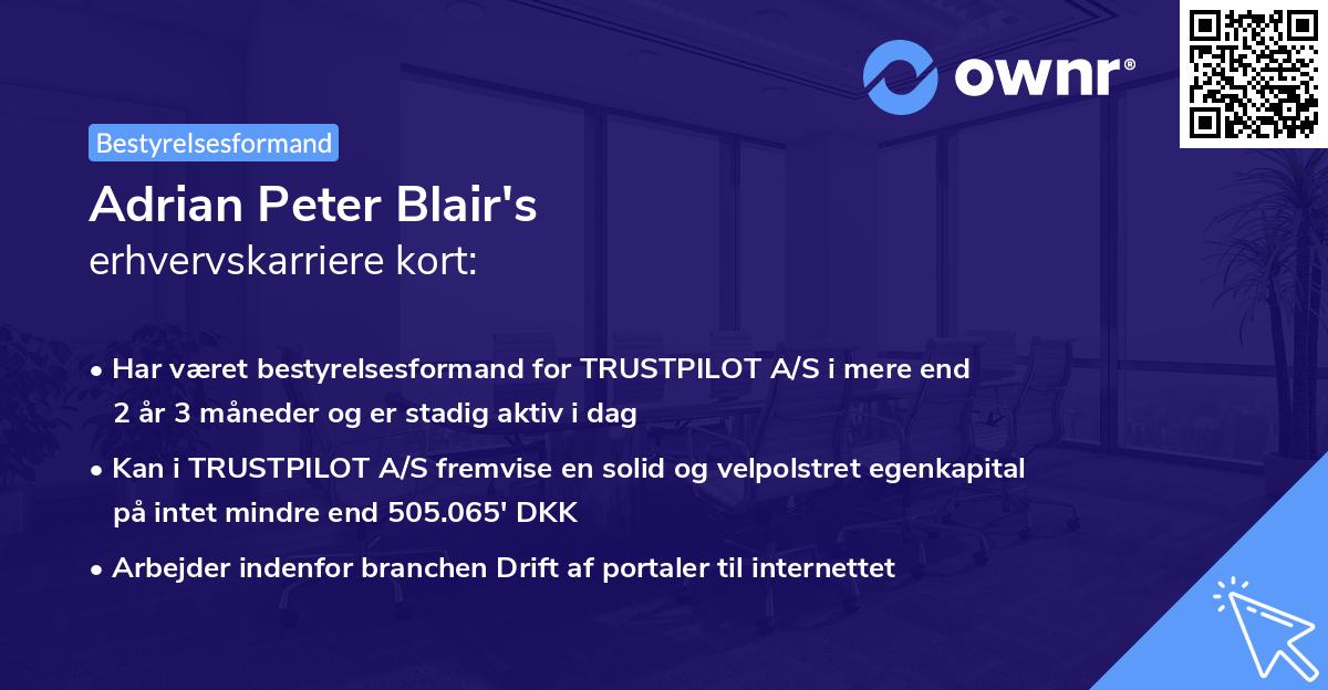 Adrian Peter Blair's erhvervskarriere kort