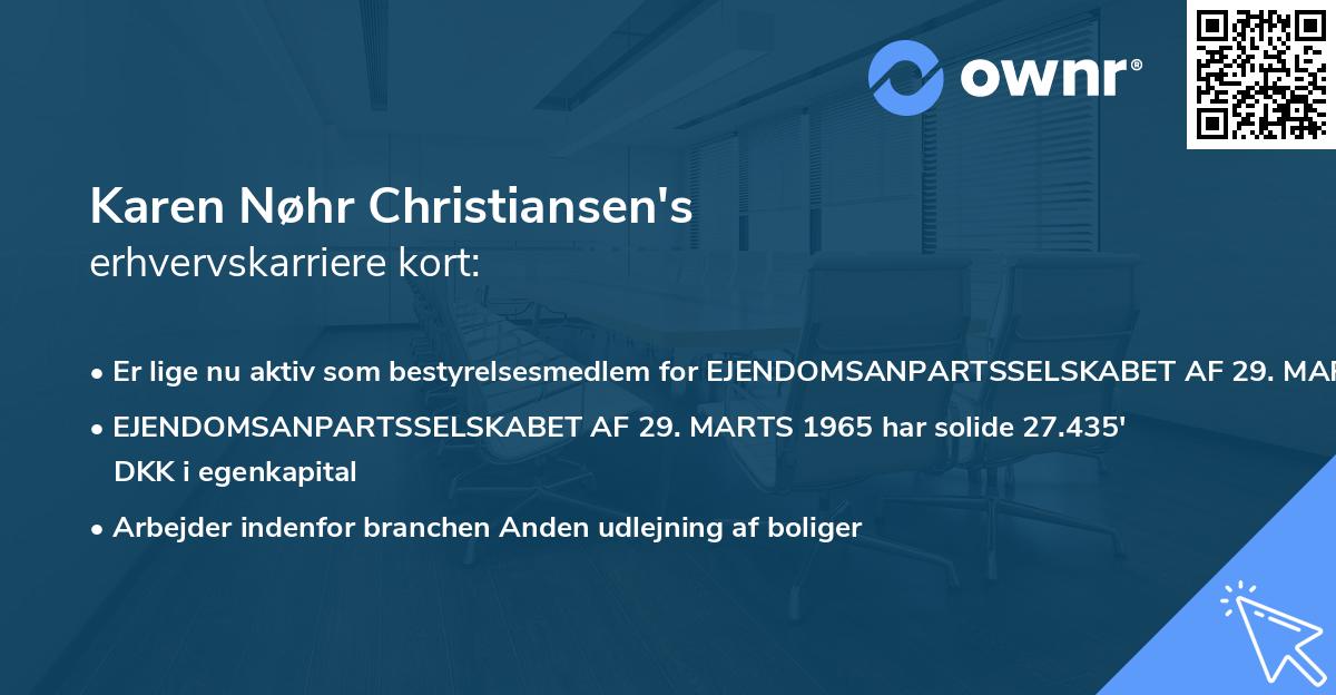 Karen Nøhr Christiansen's erhvervskarriere kort