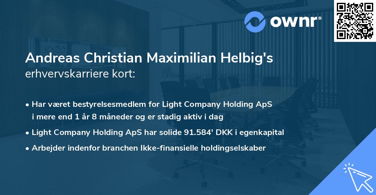 Andreas Christian Maximilian Helbig's erhvervskarriere kort