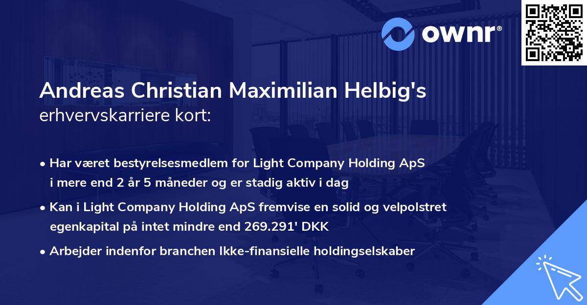 Andreas Christian Maximilian Helbig's erhvervskarriere kort