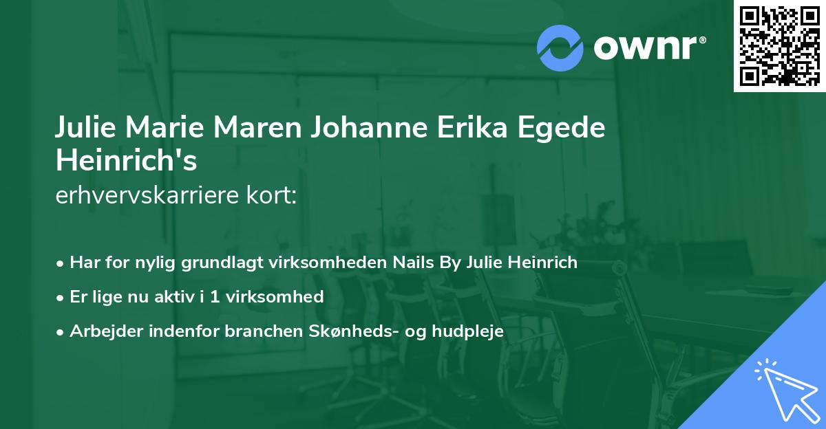 Julie Marie Maren Johanne Erika Egede Heinrich's erhvervskarriere kort