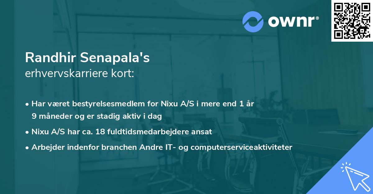 Randhir Senapala's erhvervskarriere kort