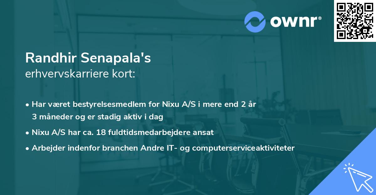 Randhir Senapala's erhvervskarriere kort