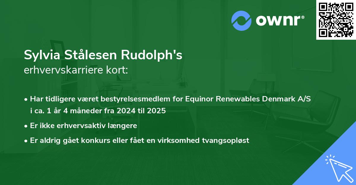 Sylvia Stålesen Rudolph's erhvervskarriere kort