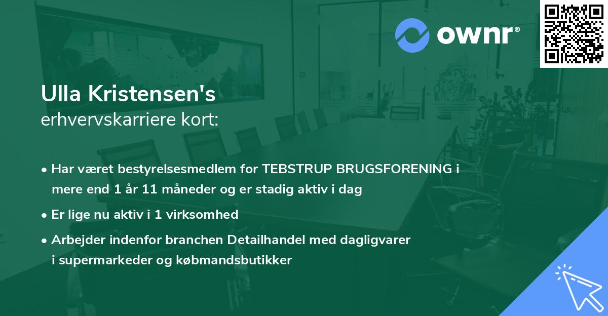 Ulla Kristensen's erhvervskarriere kort