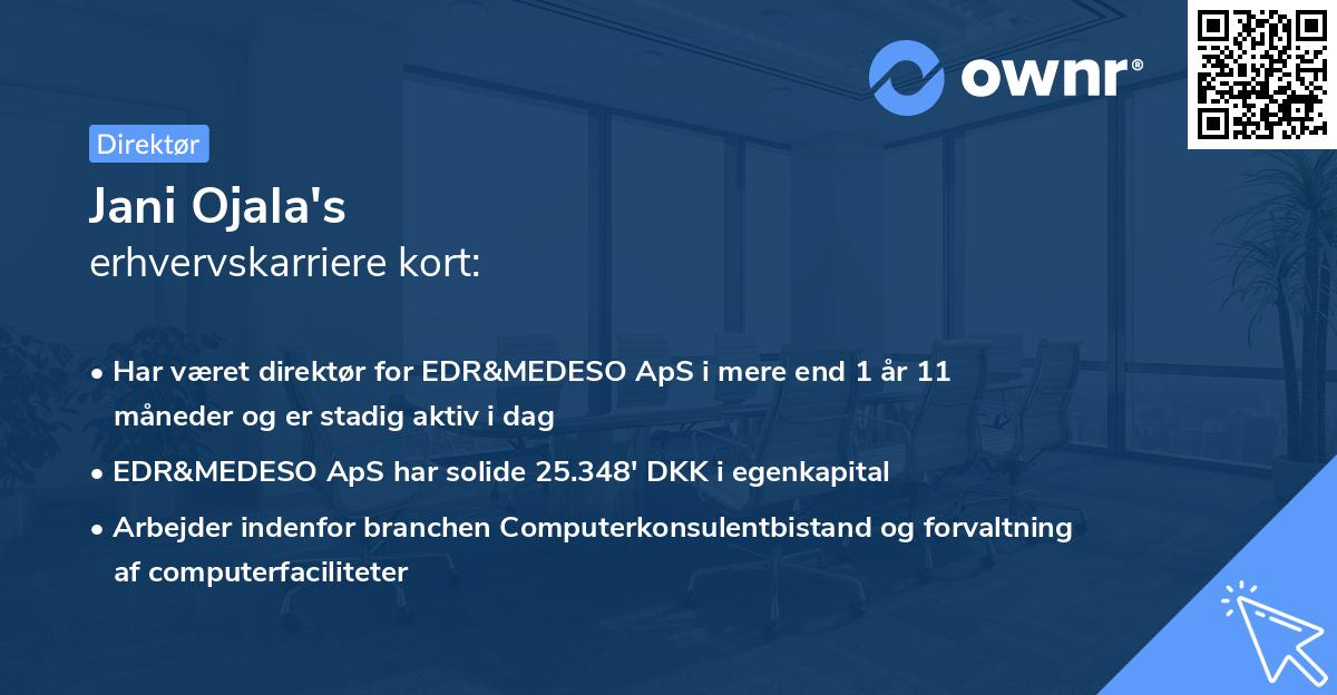 Jani Ojala's erhvervskarriere kort