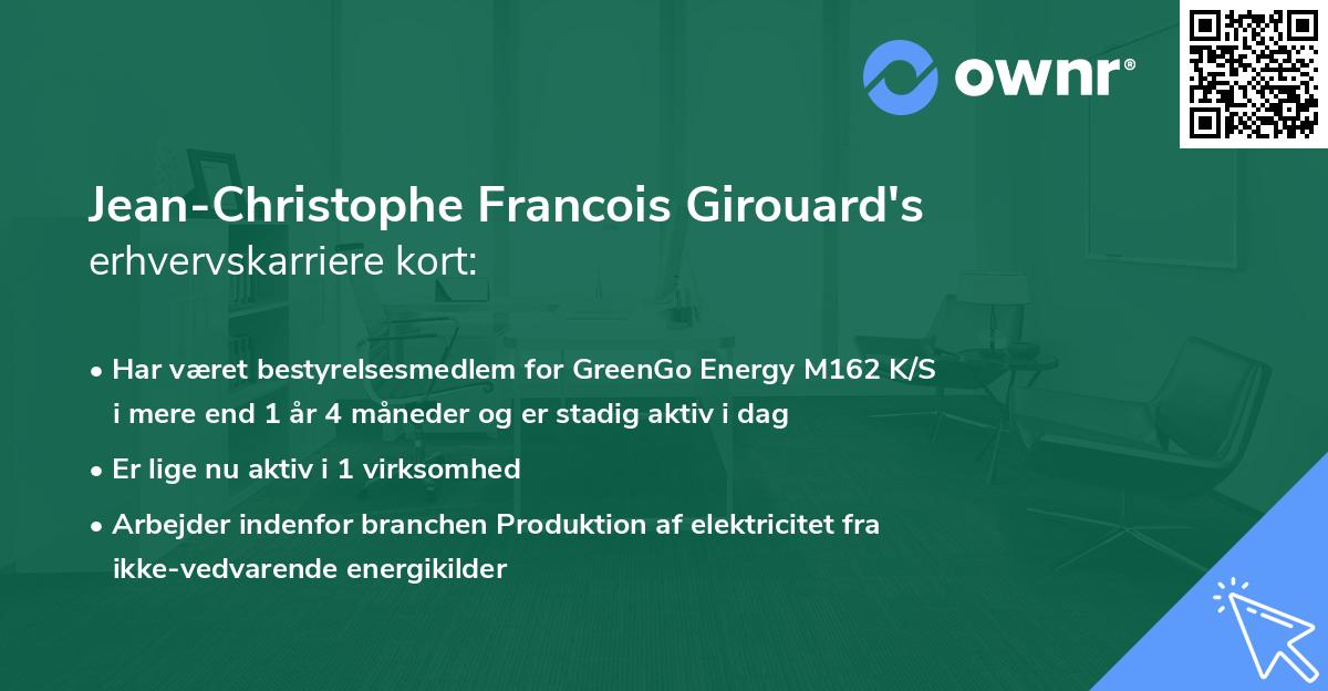 Jean-Christophe Francois Girouard's erhvervskarriere kort