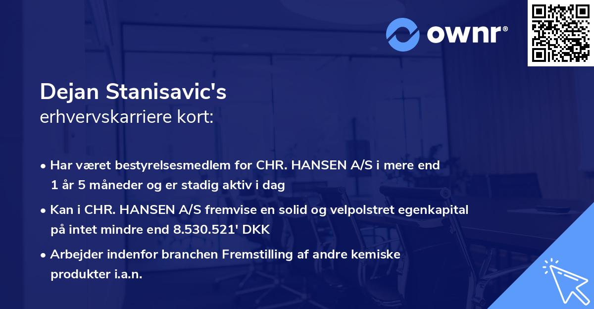 Dejan Stanisavic's erhvervskarriere kort