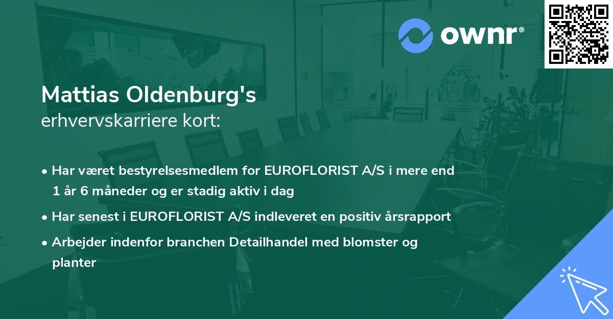 Mattias Oldenburg's erhvervskarriere kort