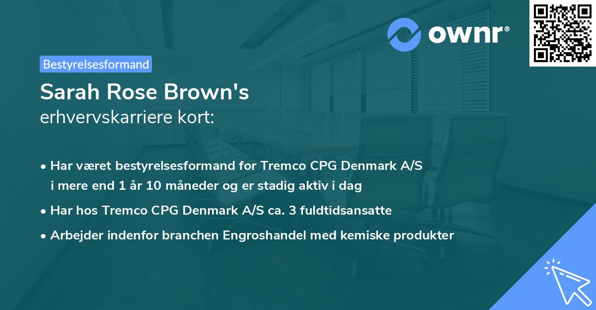 Sarah Rose Brown's erhvervskarriere kort