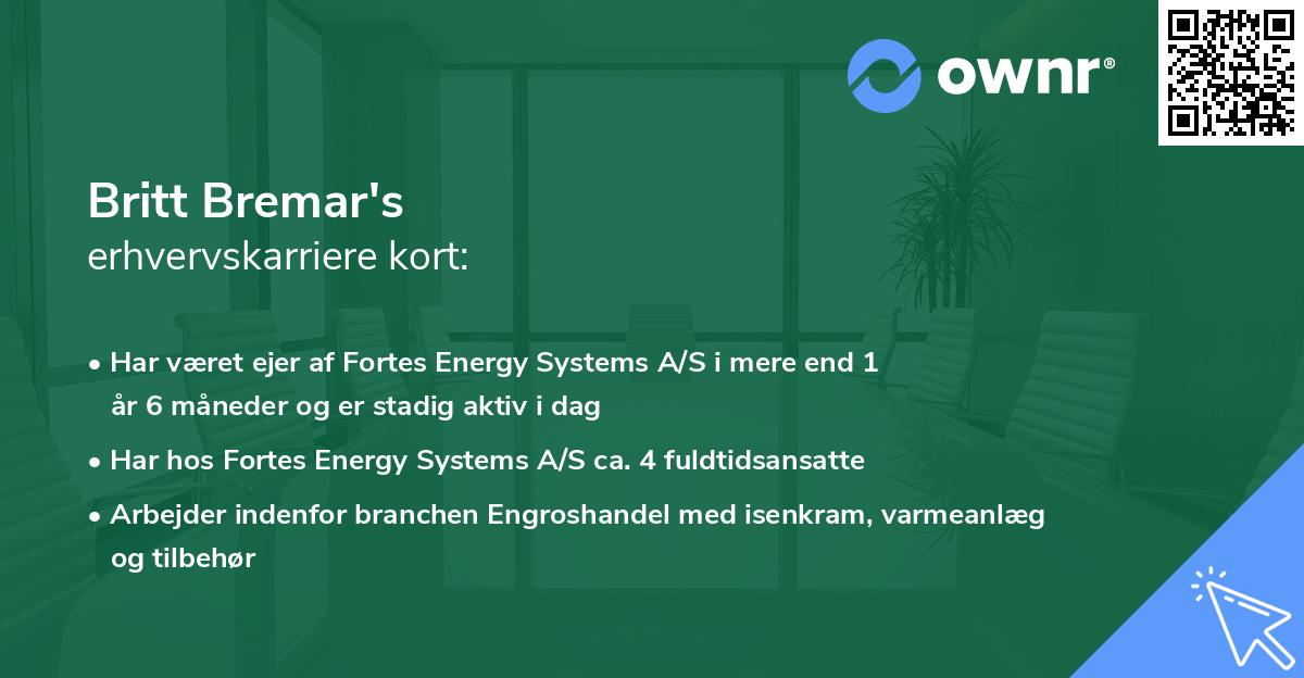 Britt Bremar's erhvervskarriere kort