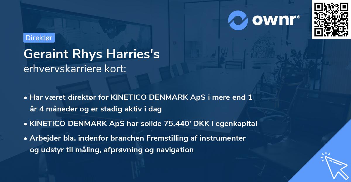 Geraint Rhys Harries's erhvervskarriere kort