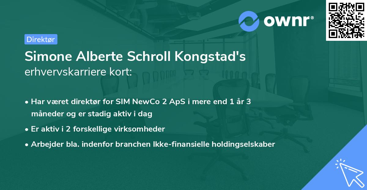 Simone Alberte Schroll Kongstad's erhvervskarriere kort