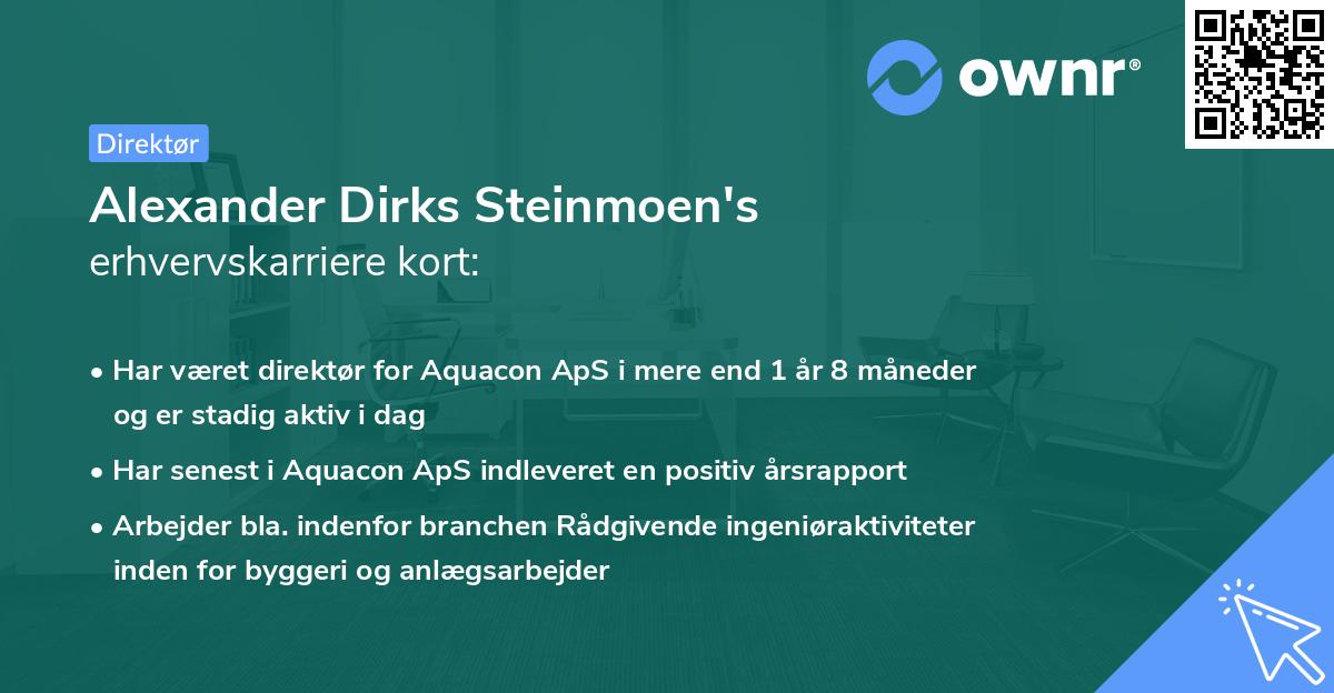Alexander Dirks Steinmoen's erhvervskarriere kort