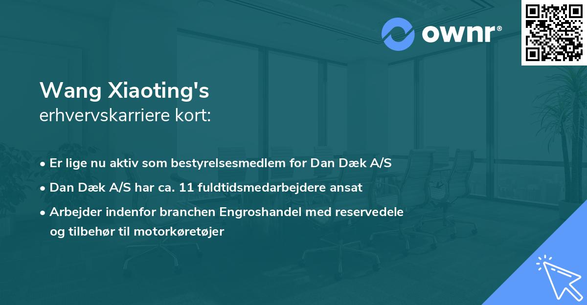 Wang Xiaoting's erhvervskarriere kort