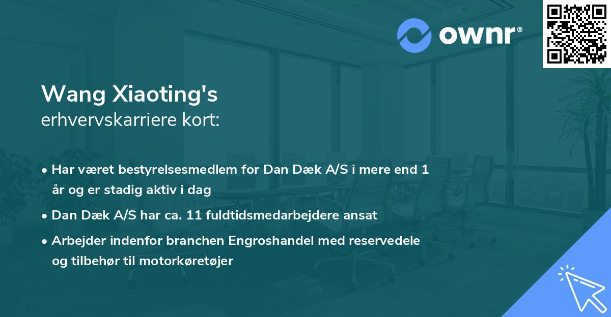 Wang Xiaoting's erhvervskarriere kort