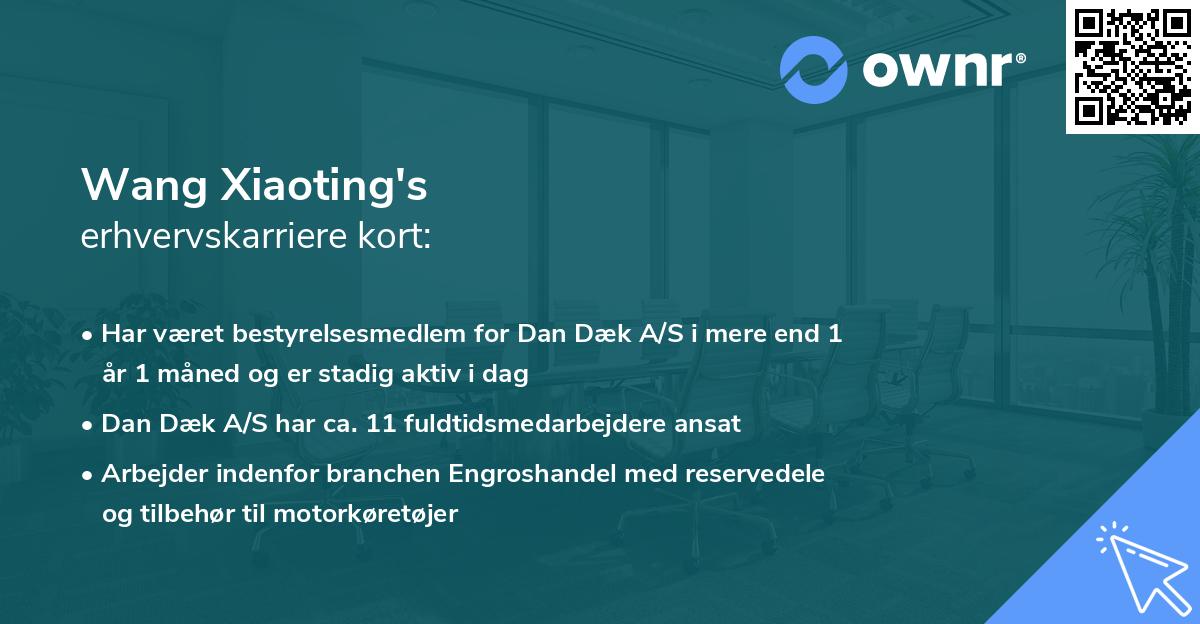 Wang Xiaoting's erhvervskarriere kort