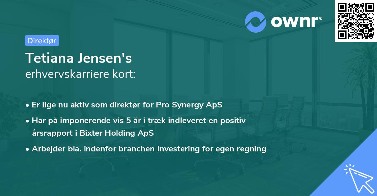 Tetiana Jensen's erhvervskarriere kort