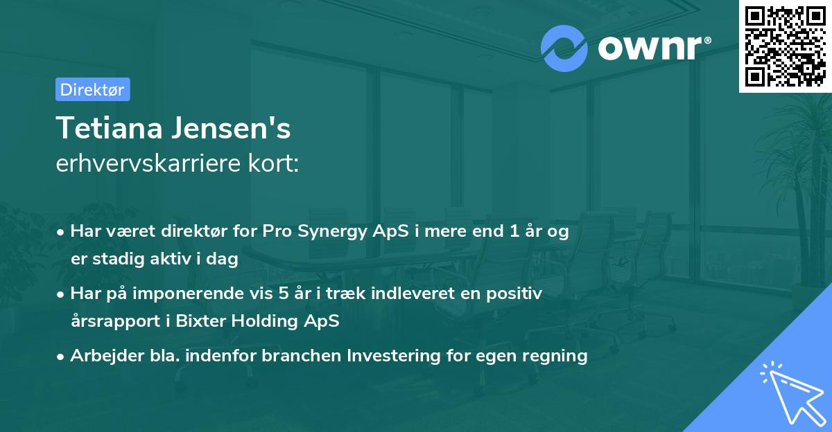 Tetiana Jensen's erhvervskarriere kort