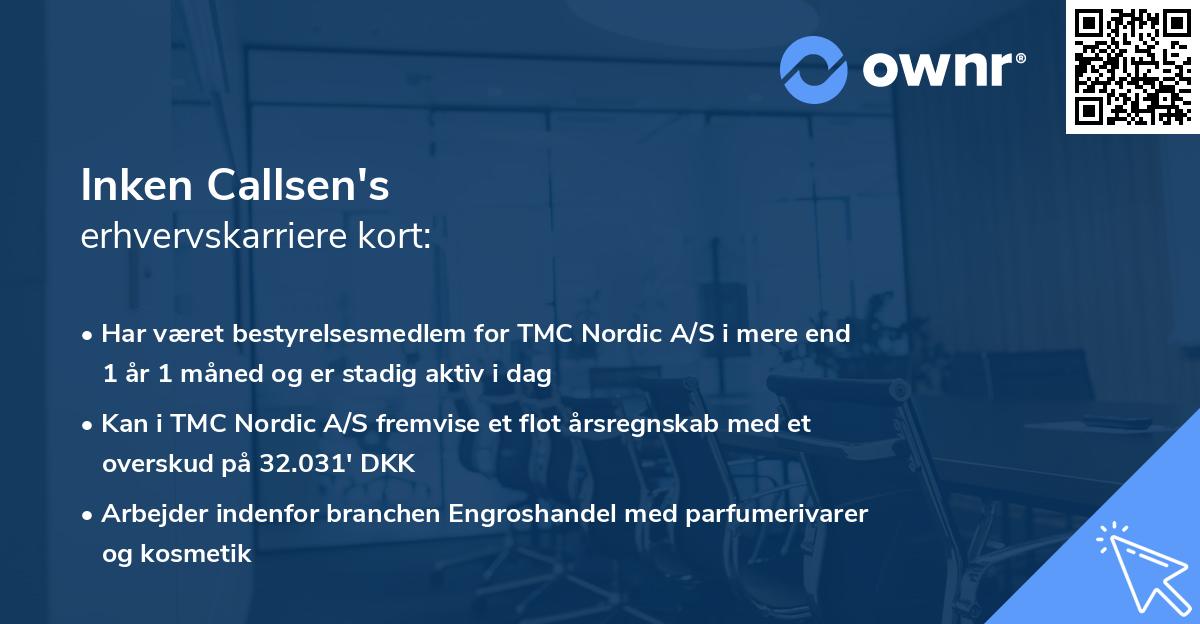 Inken Callsen's erhvervskarriere kort