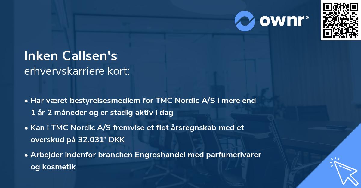 Inken Callsen's erhvervskarriere kort