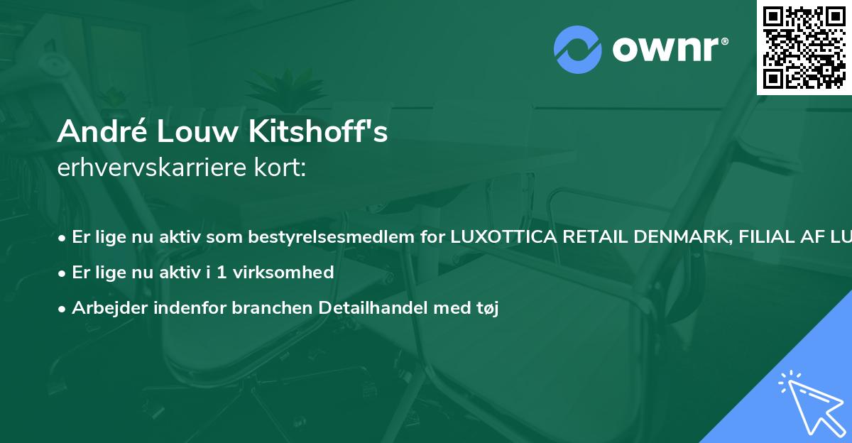 André Louw Kitshoff's erhvervskarriere kort