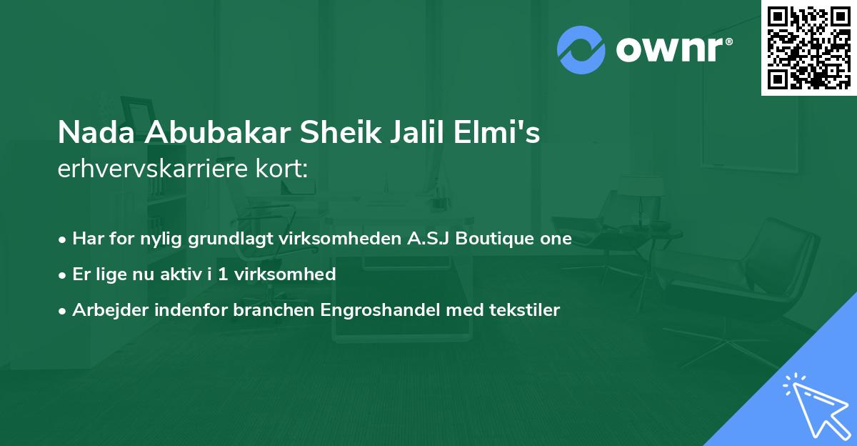 Nada Abubakar Sheik Jalil Elmi's erhvervskarriere kort
