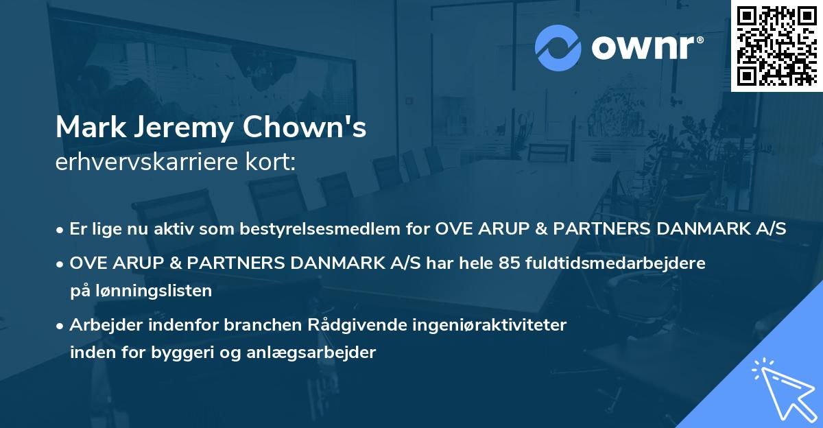 Mark Jeremy Chown's erhvervskarriere kort