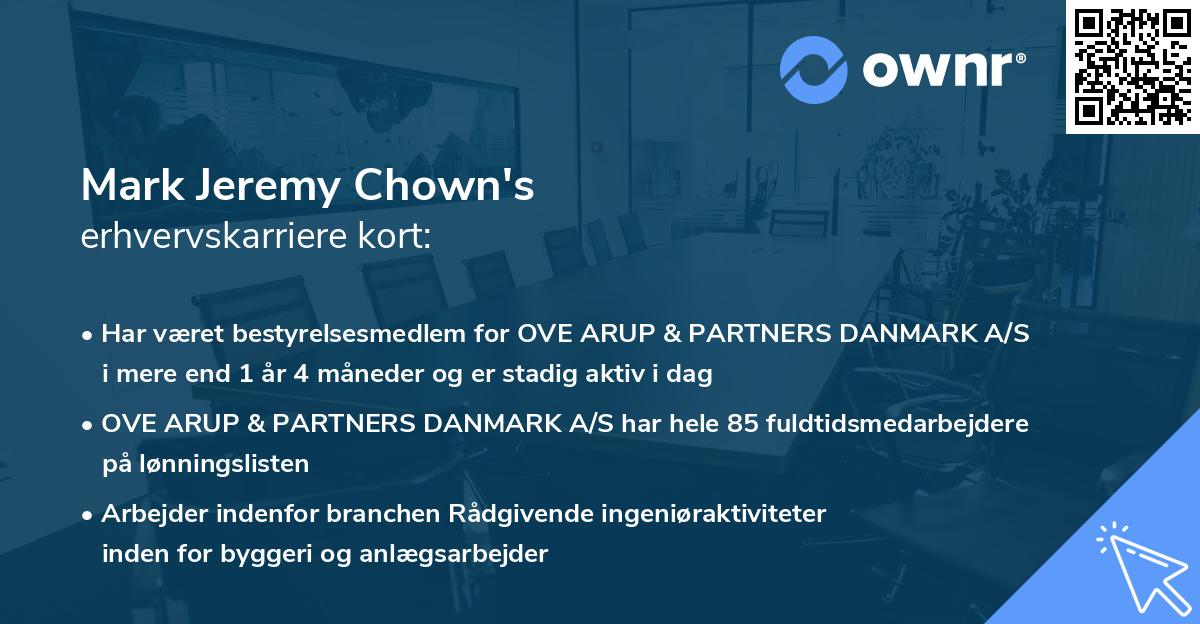 Mark Jeremy Chown's erhvervskarriere kort